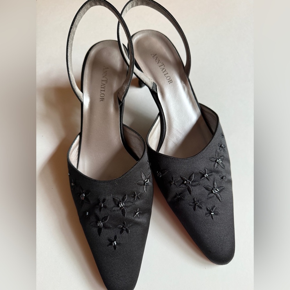 Ann Taylor beaded mule slingback heels